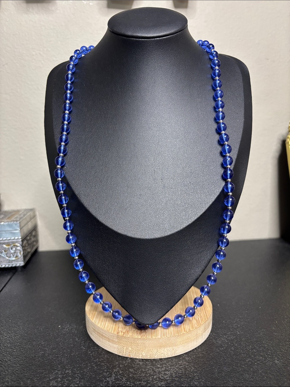 Monet Acrylic Classic Cobalt Blue Bead Necklace Women Jewelry Classy